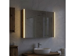 Armoire miroir salle de bain, meuble de rangement chêne fumé 103.5x15.5x70 cm