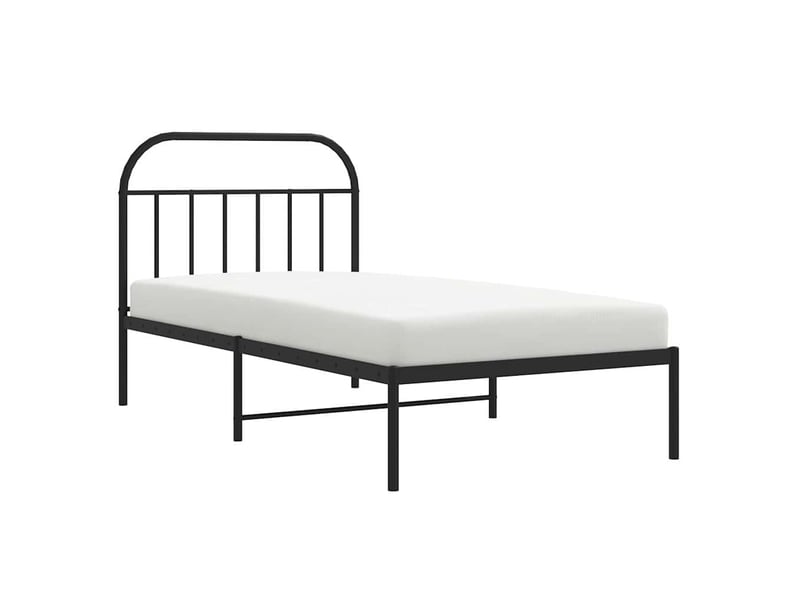  Lit simple- lit adulte -  cadre de lit métal sans matelas avec tête de lit noir 100x200cm  - Conforama D