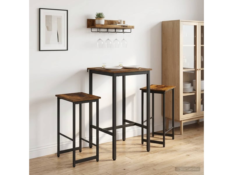  Lot de 2 tabouret de bar, chaise de bar chêne fumé 40x32x74 cm shl34302  - Conforama B