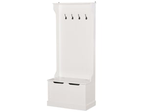 Porte-manteau d'entrée avec banc de rangement, en bois, 71,5 x 39,5 x 170 cm, blanc
