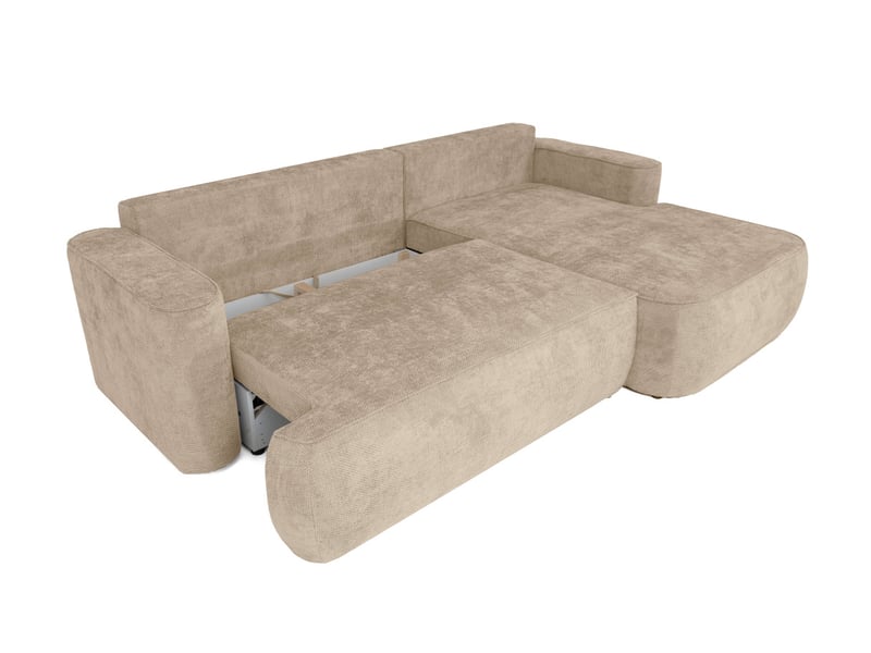  Canapé d'angle droit cassis avec coffre de rangement en tissu chenille - beige CASSIS - Conforama D