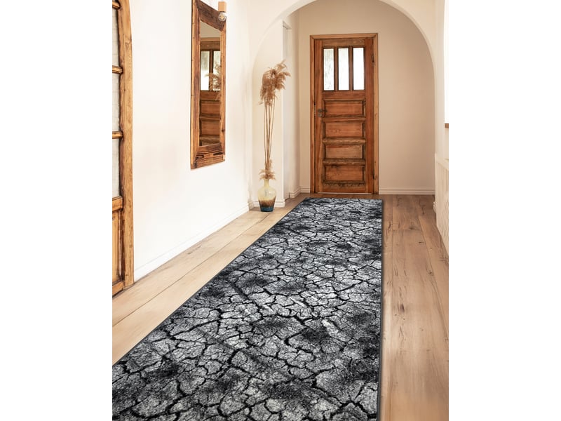 Tapis de couloir silver terra sol fissuré gris 70cm 70x300 cm - Conforama C