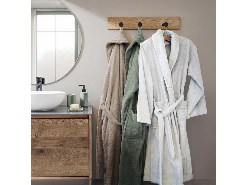  Peignoir col châle en coton tendresse vert cèdre  - Conforama E