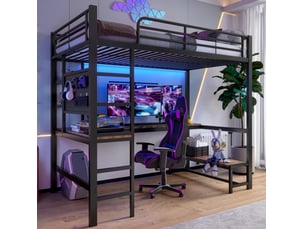 Lit mezzanine 90x200 cm MEUBLIV coloris noir