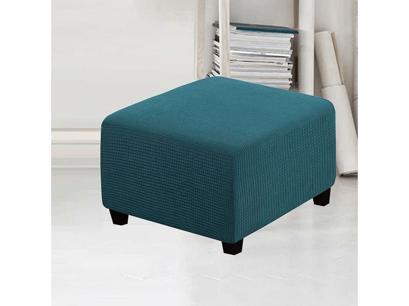  Housse de tabouret carrée élastique pour tabouret de rangement et repose - pieds bleu foncé  - Conforama D