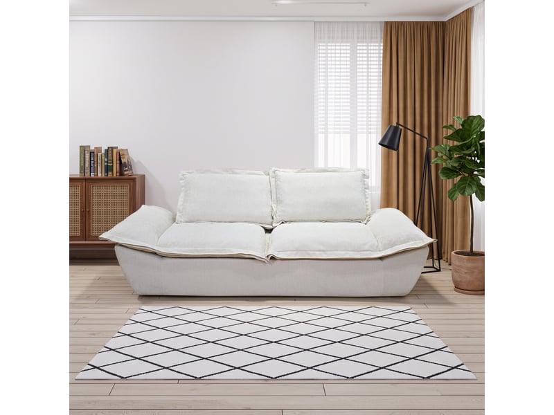  Canapé nuage droit 2 places, chenille blanc cassé, housses amovibles lavables, assise profonde, sous vide, sans montage, 228x95x78 cm, blanc cassé Morn Vibe - Conforama B
