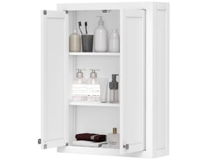 Armoire murale de salle de bain 2 portes et étagères blanc 61 x 20 x 84 cm