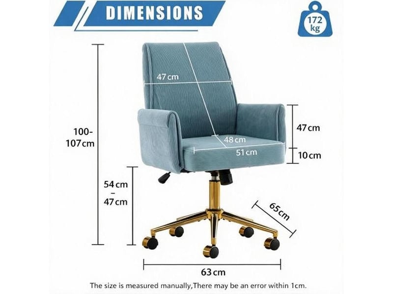  Chaise de bureau réglable en hauteur, dossier mi-haut, tissu velours rayé, forme ergonomique – idéale pour le travail, les études ou la détente.  - Conforama C