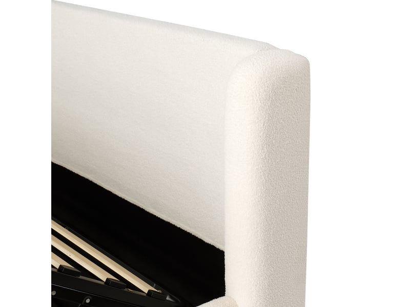  Lit coffre bouclé beige avec tête de lit enveloppante 160 x 200 cm Fay Lum - Conforama W