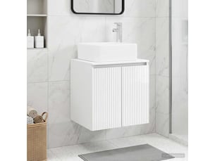 Vanité de lavabo mural, meuble de rangement blanc brillant 49.5x41x63 cm