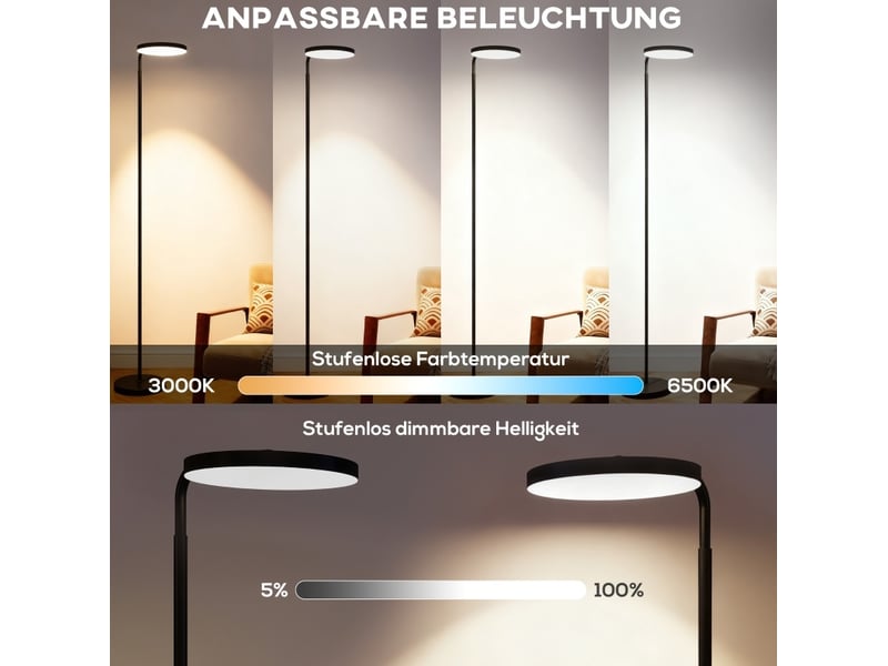  Lampadaire led 41 x 25 x 177 cm noir, métal et acrylique, télécommande magnétique et tête rotative  - Conforama D