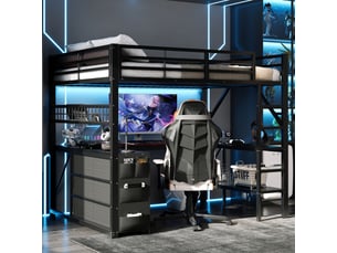 Lit mezzanine 140x200 cm <strong>OKMYHOME</strong> <strong></strong> coloris noir