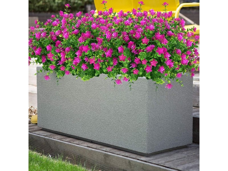  Fleurs artificielles, 8 paquets fausses fleurs d'eucalyptus bouquets de fleurs de lotus en plastique pour jardin intérieur et extérieur porche patio bureau décoration de la maison ( rose rouge)  - Conforama B