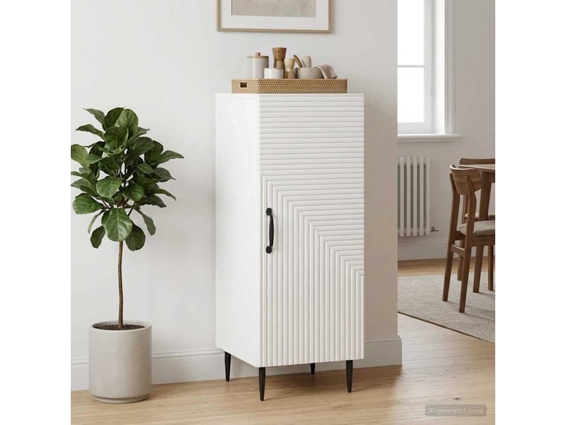 Buffet - bahut - meuble de rangement blanc brillant 33 x 34,5 x 89,5 cm bois d'ingénierie - Conforama D