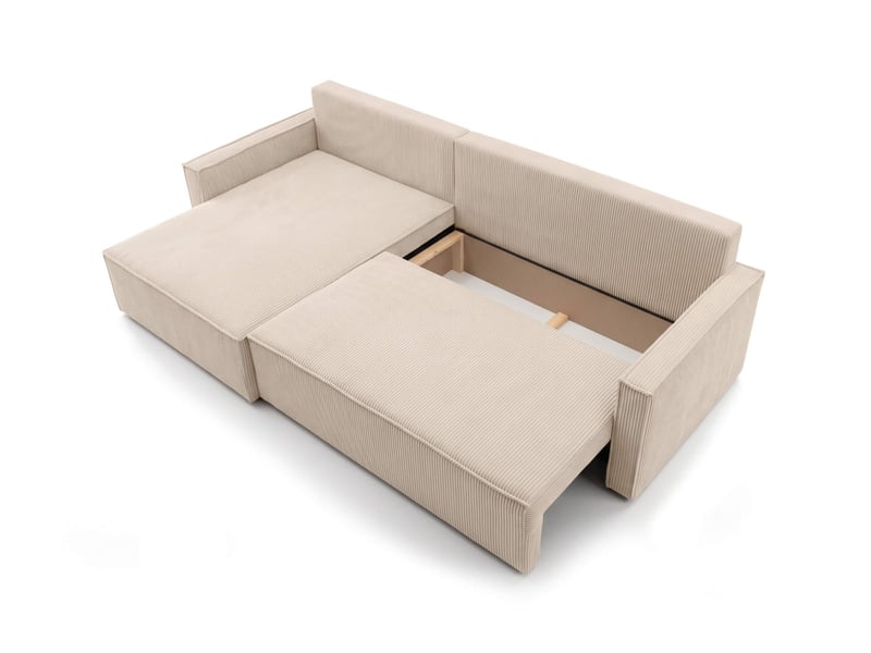  Farah - canapé d'angle max réversible et convertible 5 places accoudoirs slim en velours côtelé  - Conforama D