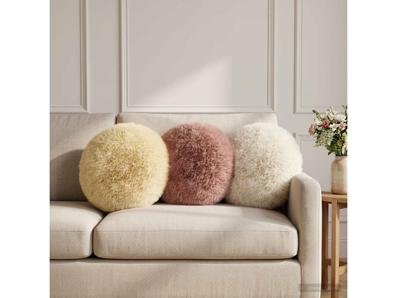 Lot de 2 coussins avec oreiller, coussins décoratifs heerlen blanc fleece pv cf50405 - Conforama B