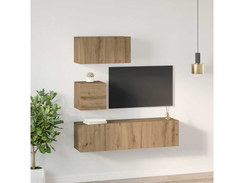 Ensemble meuble tv ; banc tv ; armoire tv 4 pcs chêne artisanal 60 x 30 x 30 cm  - Conforama E
