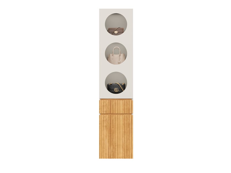  Armoire colonne 45x50x200 cm 2 portes 1 tiroir mdf et panneau de particules gris clair et naturel  - Conforama A