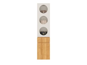 Armoire colonne 45x50x200 cm 2 portes 1 tiroir mdf et panneau de particules gris clair et naturel