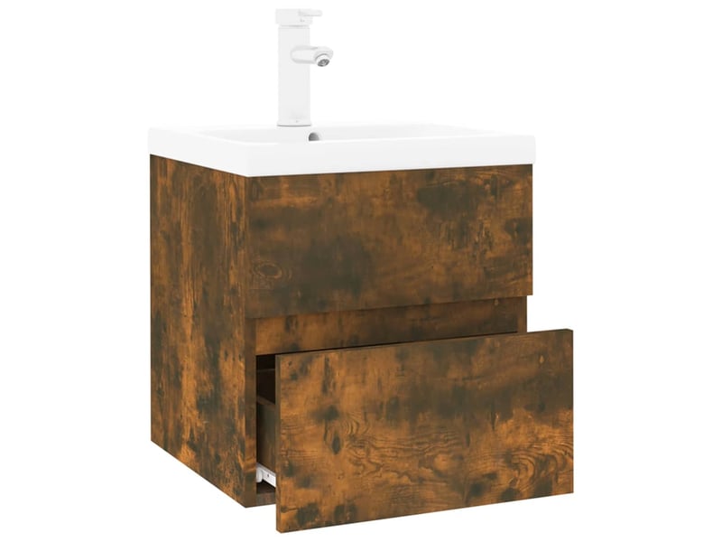  Meuble de lavabo avec bassin intégré chêne fumé bois d'ingénierie shl3695  - Conforama C