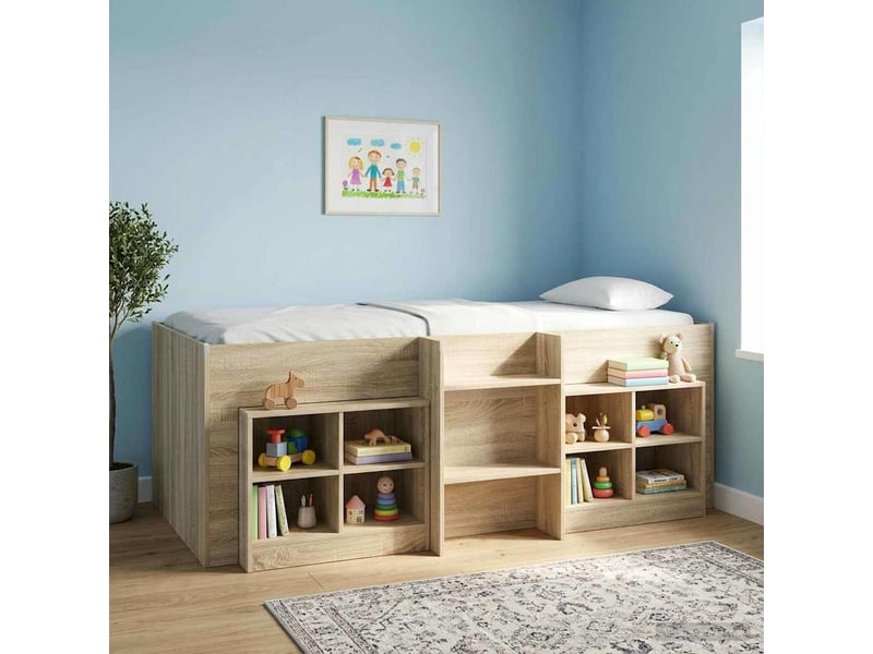  Cadre de lit élevé pour enfants - lit jeune chêne sonoma 80 x 200 cm  - Conforama B