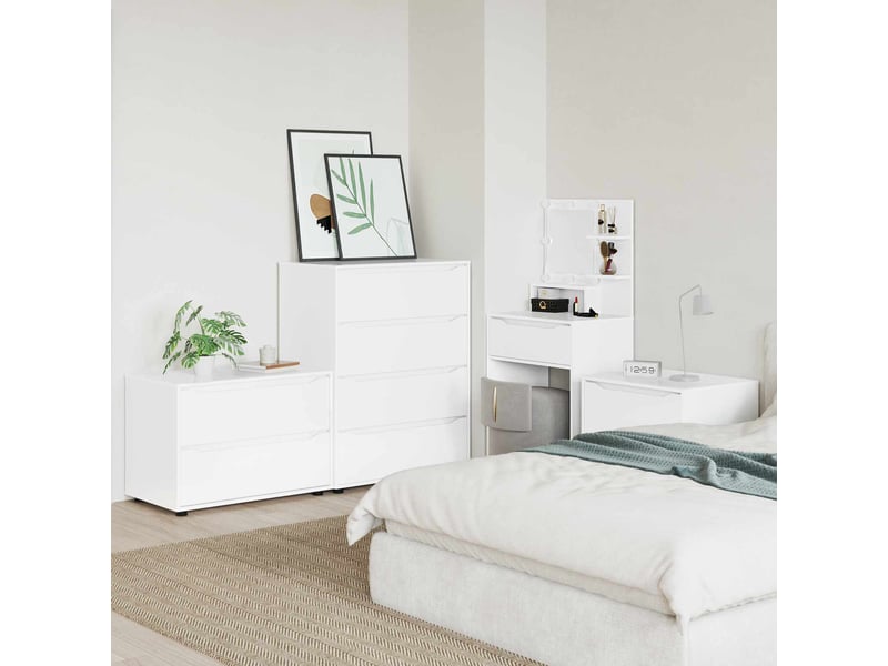  Armoire de rangement, commode de rangement 80 x 48 x 57 cm bois d'ingénierie blanc  - Conforama D