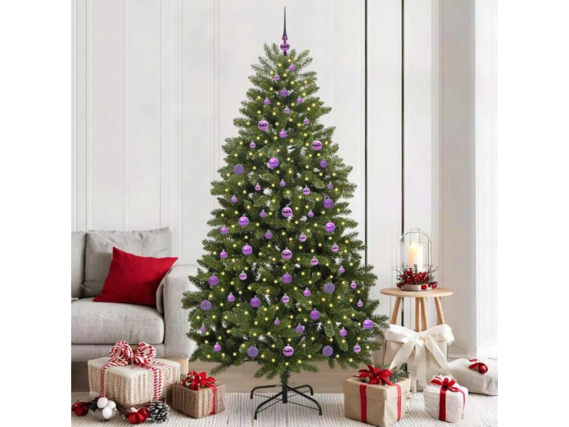 Sapin de noël, arbre de noël artificiel 210 cm 300 led blanc chaud vert shl1966 - Conforama B