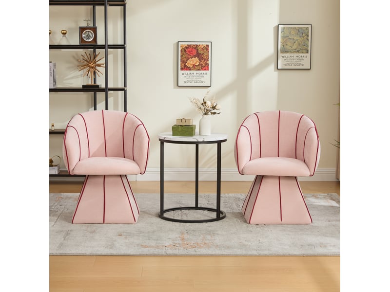 Fauteuil pivotant 360° en chenille rose 56x54x74,5 cm - Conforama D