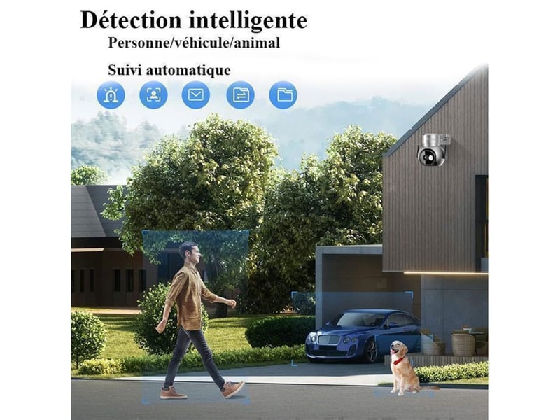  Caméra ptz wifi extérieure 4k 8mp 360° vision nocturne couleur 30m ip66  - Conforama B