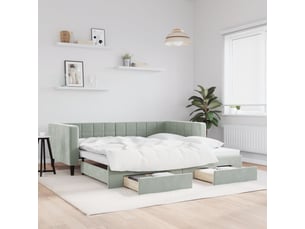 Lit adulte, lit simple, lit de jour avec gigogne et tiroirs sans matelas 100x200cm cf18218