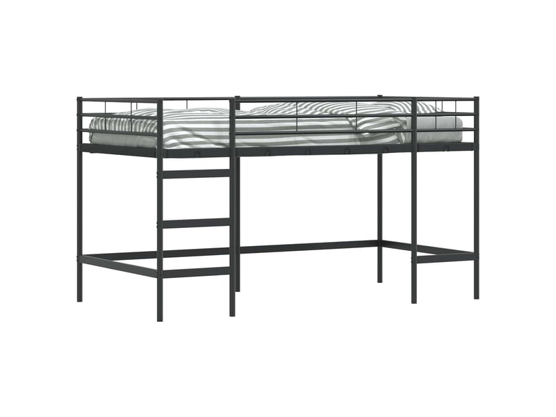  Lit mezzanine pour enfants - lit jeune uni noir 100 x 200 cm acier  - Conforama A