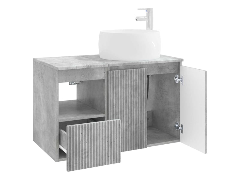 Ensemble de mobilier de salle de bain 2 pc gris béton cf64156 - Conforama D