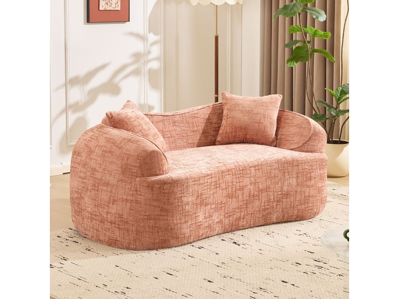 Canapé 2 places - canapé compressible et compact pour chambre ou salon, avec accoudoirs et coussins, sans assemblage, rose - Conforama C
