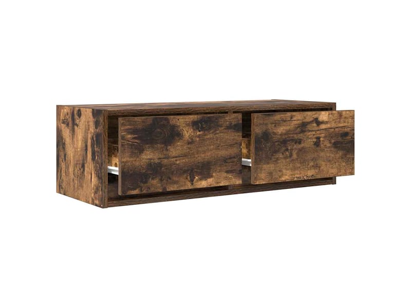  Lot de 2 meuble tv bas salon chêne fumé 80x31x25,5 cm bois d'ingénierie shl57742  - Conforama D