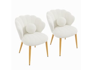 Lot de 2 chaises de salle à manger 60x62,5x83 cm en bouclé blanc