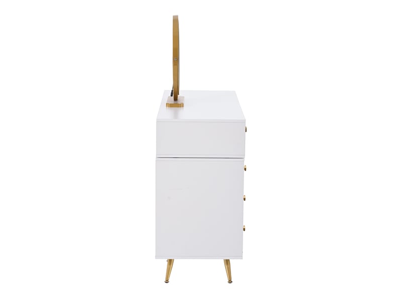  Coiffeuse avec miroir led tactile et meuble latéral modulable pour chambre en mdf 100×40×78 cm blanc  - Conforama D
