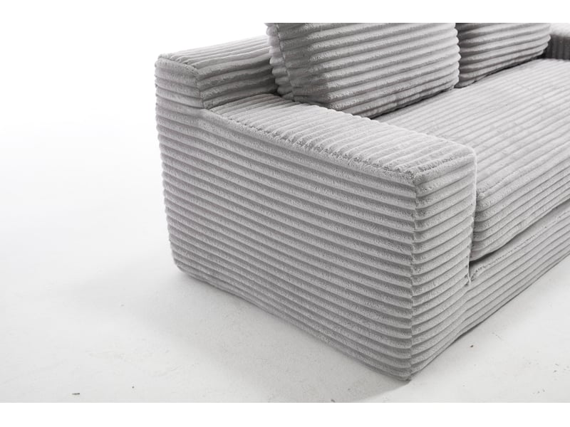  Canapé convertible 2 places 180x85x62 cm avec mousse à mémoire, revêtement côtelé, gris clair  - Conforama E