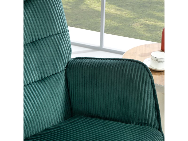  Fauteuil à bascule vert foncé en velours côtelé avec accoudoirs, fauteuil de relaxation pour salon et chambre, charge 120 kg  - Conforama E
