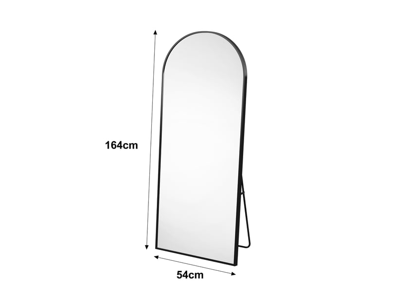  Miroir pleine longueur arqué 164 x 54 cm miroir mural salon avec cadre en aluminium, verre trempé  - Conforama C