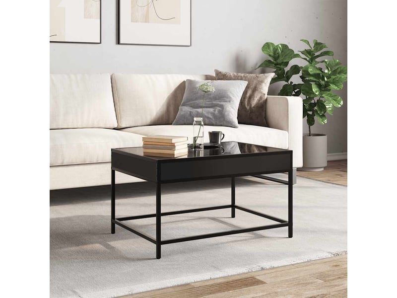  Table basse - table de salon - table à thé avec led infini noir 70x50x41 cm  - Conforama D