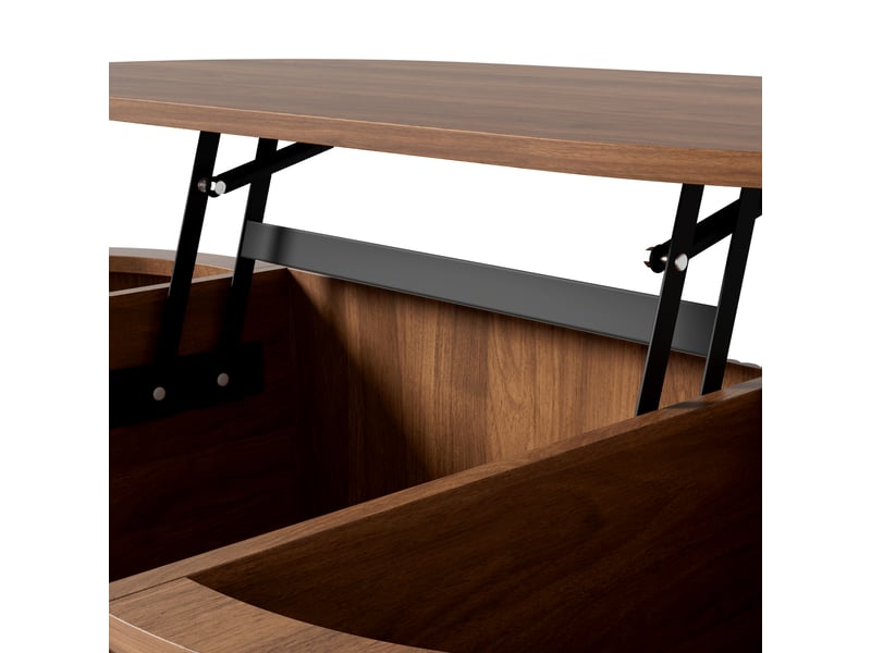 Table basse ovale relevable avec rangement, table salon effet ondulé, mdf noyer  - Conforama E