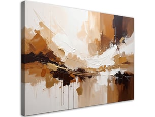 Image sur toile, paysage abstrait dans des tons chauds de brun et d'or 45x30