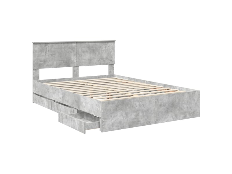  Lit double- lit adulte -  cadre de lit gris béton 140 x 200 cm bois ingénierie  - Conforama D