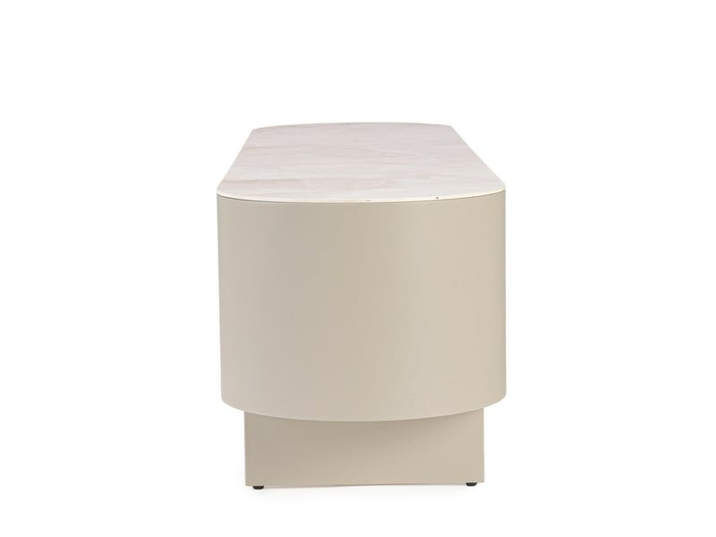  Meuble tv beige céramique 2 portes 2 tiroirs 200 cm sidra  - Conforama W