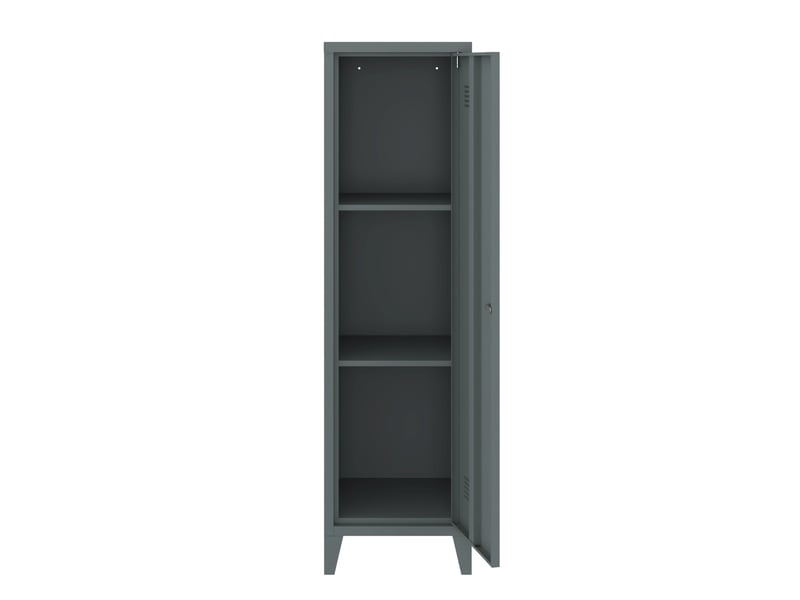 Armoire étagère meuble de rangement à casier métallique vérouillable 137 x 38 x 38 cm gris foncé 03_0008947  - Conforama E