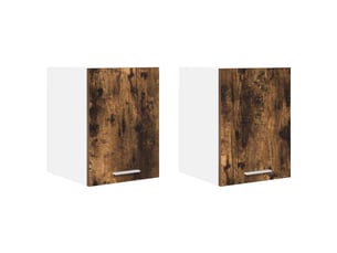 Meuble de rangement, armoire suspendue 2 pcs chêne fumé et blanc bois d'ingénierie shl1729
