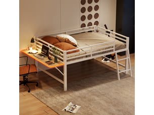 Lit mezzanine 140x200 cm <strong>MERAX</strong> <strong>lit enfant blanc</strong> coloris blanc