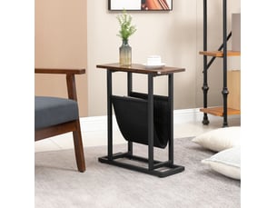 Table basse compacte avec poche de rangement et structure en acier, pour salon et chambre, 49 × 19 × 55 cm