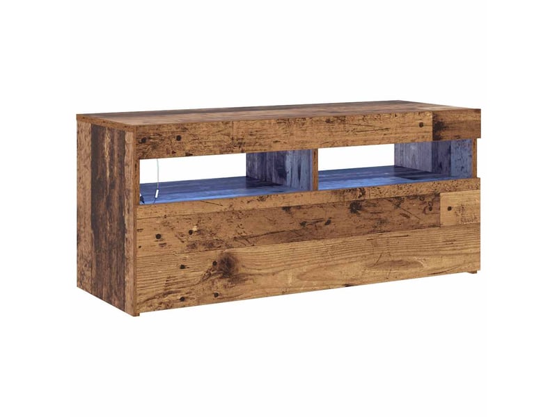  Meuble tv - banc tv - meuble de rangement avec lumières led vieux bois bois d'ingénierie  - Conforama A