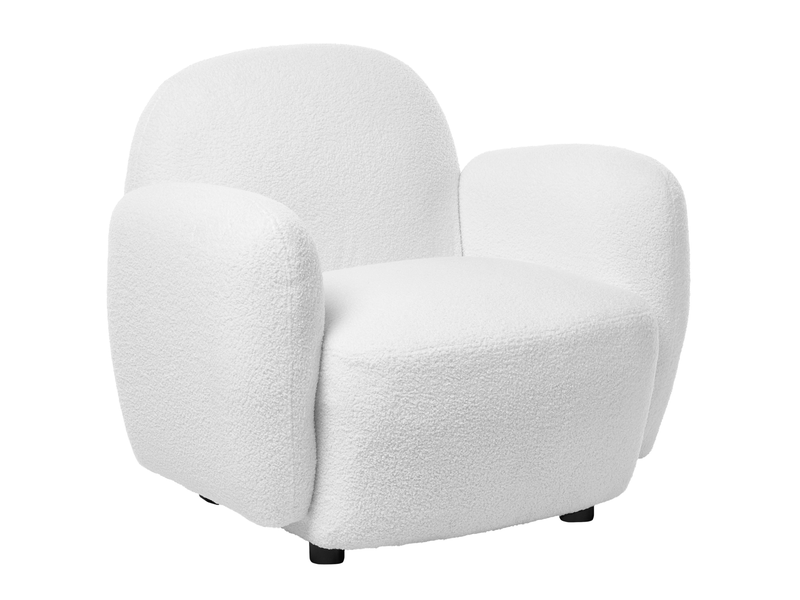 Fauteuil jule bouclé blanc cassé - Conforama D